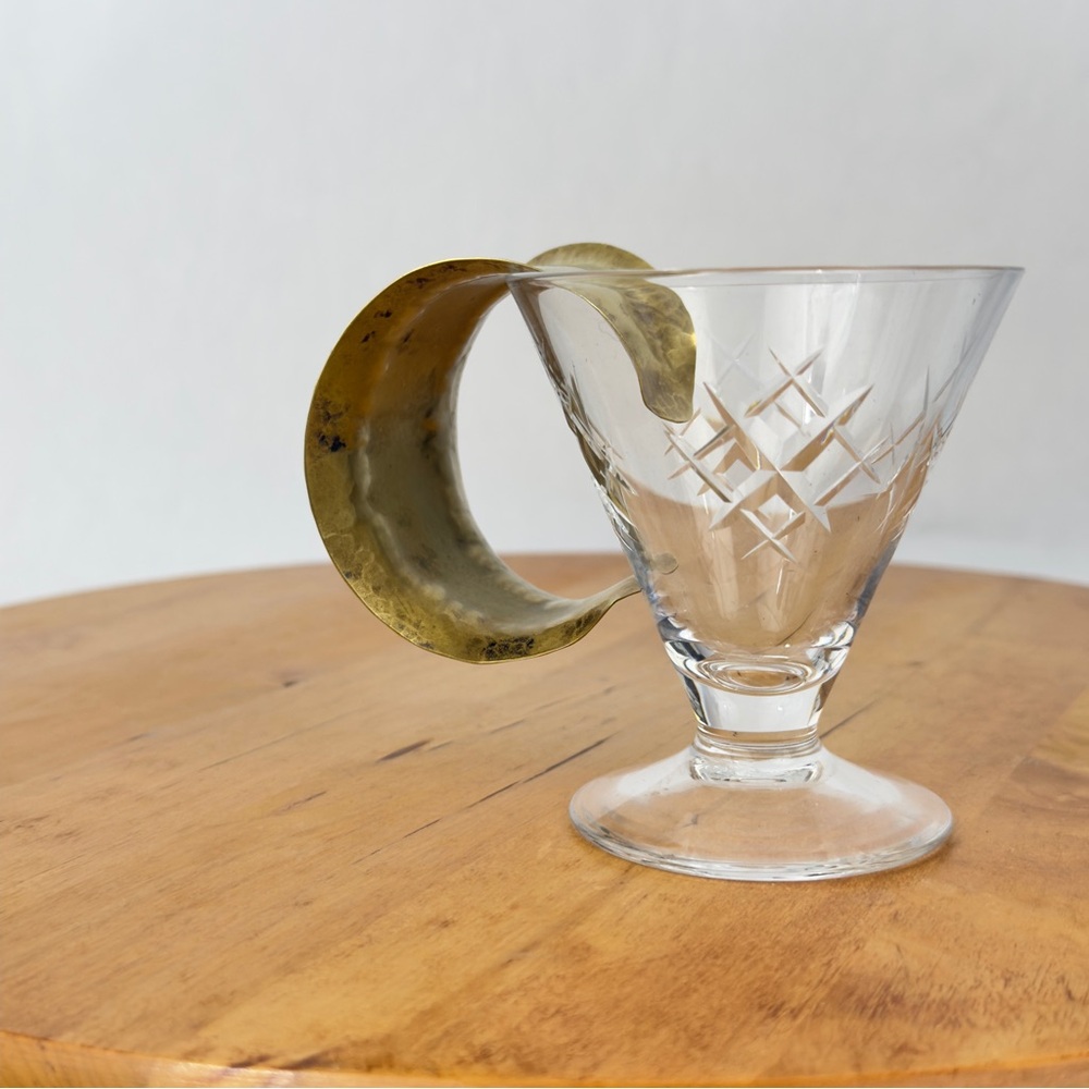 Modernist Solid Brass Satin Hand Hammered Finish Curve Cuff Bangle Bracelet - Picture 8 of 13